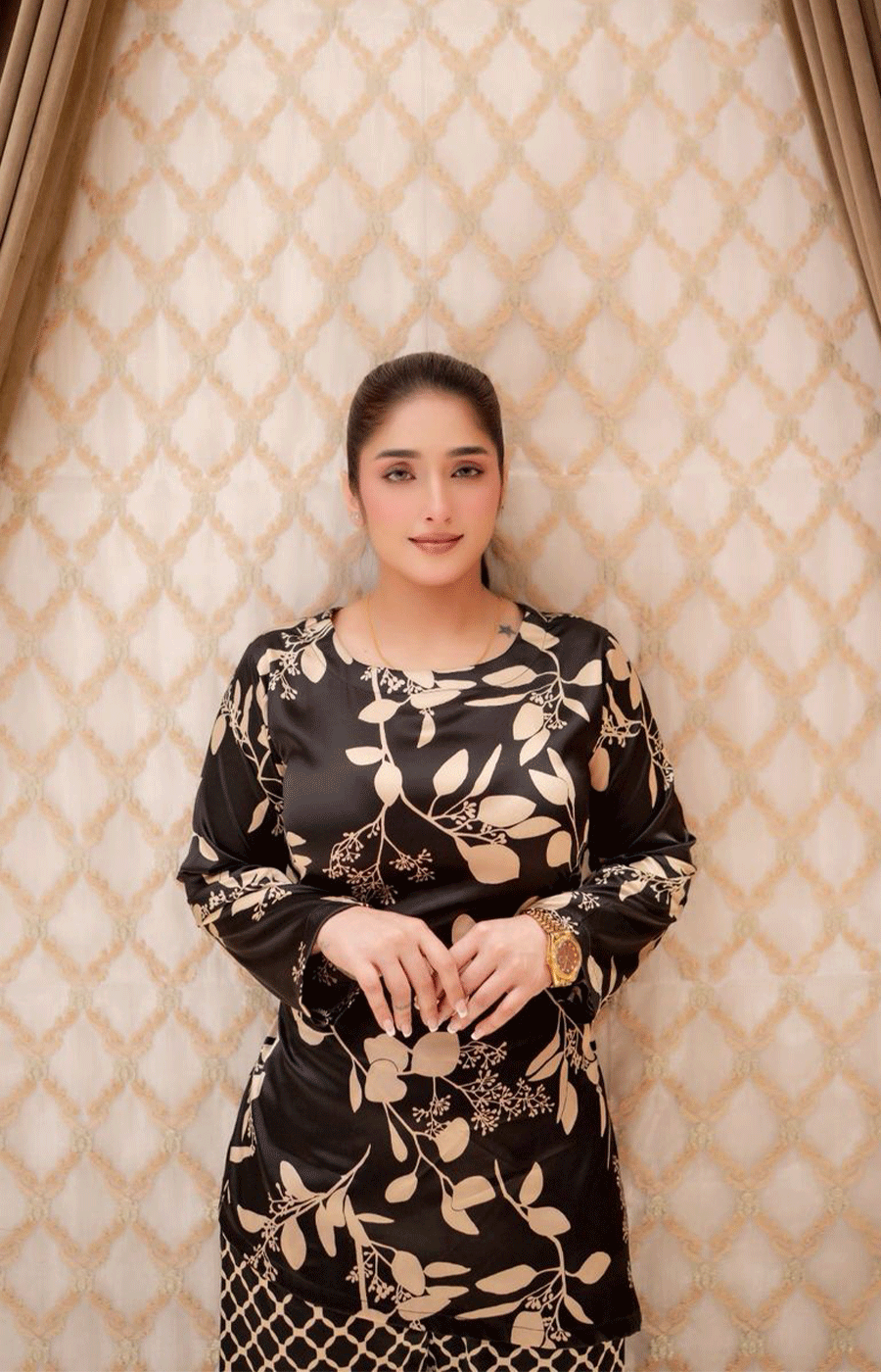 Black & Golden Court Set – Premium Korean Silk