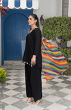 3 Piece Lawn Suit with Shafoon Dupatta, Short Shirt & Farshi Shalwar