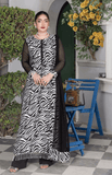 3 Piece Korean Silk Suit with Shafoon Dupatta & Straight Trouser