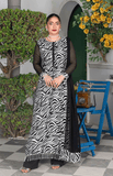 3 Piece Korean Silk Suit with Shafoon Dupatta & Straight Trouser