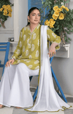 3 Piece Lawn Suit with Shafoon Dupatta, Kurta Style Shirt & Farshi Shalwar