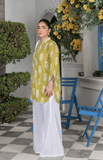 3 Piece Lawn Suit with Shafoon Dupatta, Kurta Style Shirt & Farshi Shalwar