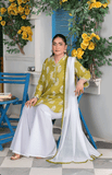 3 Piece Lawn Suit with Shafoon Dupatta, Kurta Style Shirt & Farshi Shalwar