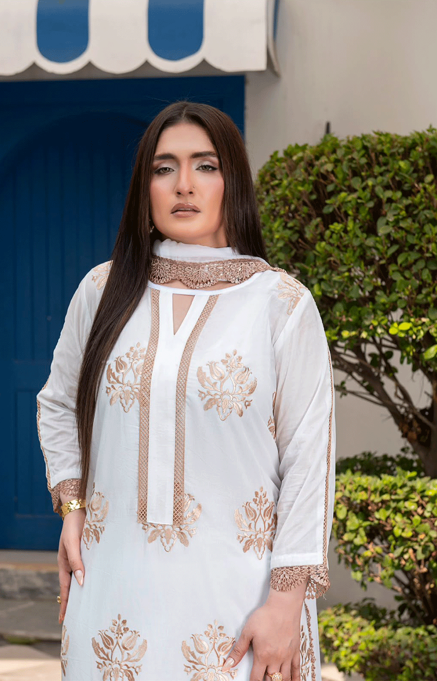3 Piece Lawn Suit with Shafoon Dupatta, Long Shirt & Straight Trouser