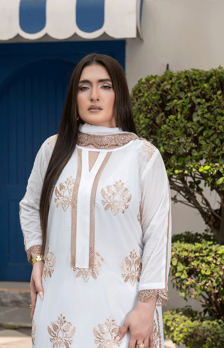 3 Piece Lawn Suit with Shafoon Dupatta, Long Shirt & Straight Trouser